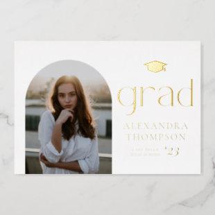 Minimalist Arch Photo Graduation Party Gold Foil I Foil Invitation