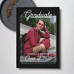 Minimalist Black And White Graduation Announcement Postcard