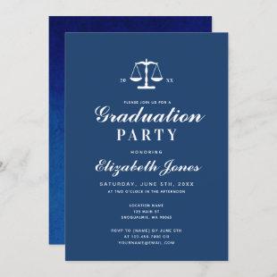 Minimalist Blue & Watercolor Graduation Invitation