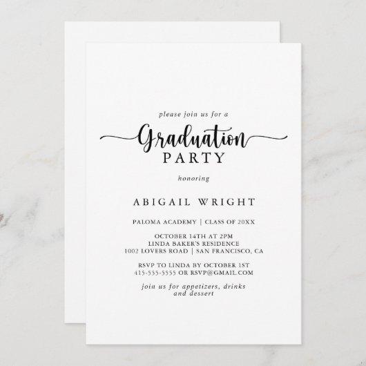Minimalist Calligraphy Graduation Party Invitation