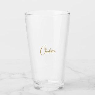 Minimalist Calligraphy Script Name Gold Color Glass