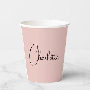 Minimalist Calligraphy Script Name Rose Gold Paper Cups