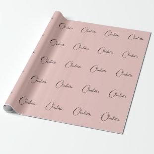 Minimalist Calligraphy Script Name Rose Gold Wrapping Paper
