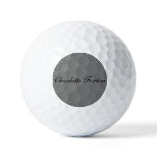Minimalist Classical Handwriting Script Name Grey Golf Balls