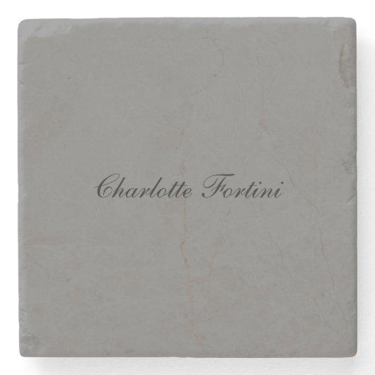Minimalist Classical Handwriting Script Name Grey Stone Coaster