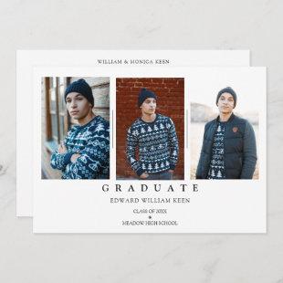 Minimalist Collage 3 Photos Graduate Graduation Invitation