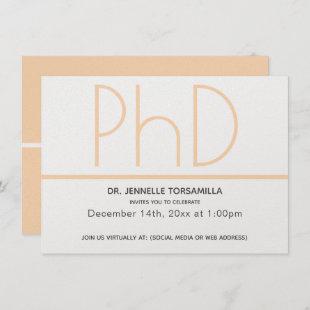Minimalist Cream Virtual PhD Graduation Party Invitation