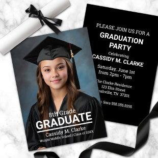 Minimalist Custom Photo 8th Grade Graduation Invitation