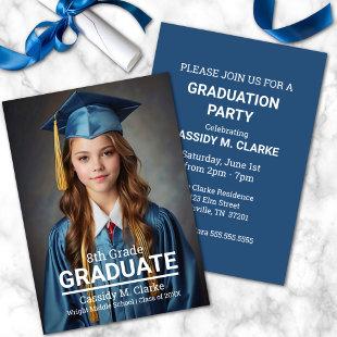 Minimalist Custom Photo 8th Grade Graduation Invitation