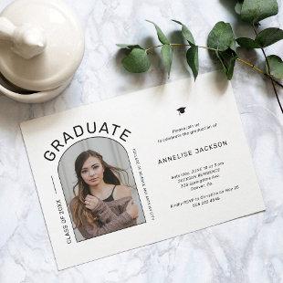 Minimalist elegant photo graduation party invitation