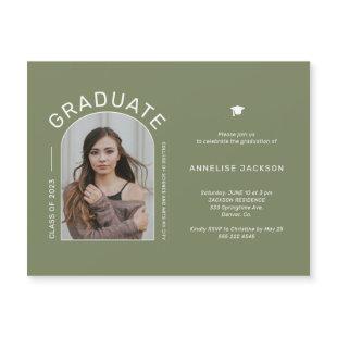 Minimalist elegant photo graduation party magnetic invitation
