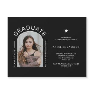 Minimalist elegant photo graduation party magnetic invitation