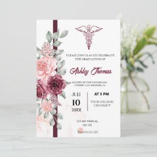 Minimalist Floral RN graduation invitation