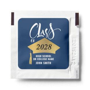 Minimalist Gold Grad Cap Stylish Script Graduation Hand Sanitizer Packet