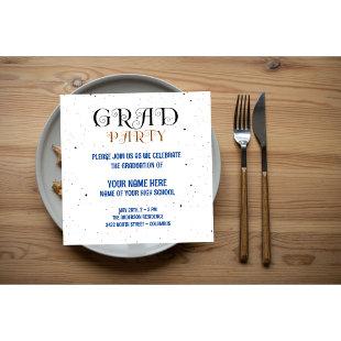 Minimalist Grad Party Blue Black & White Script Enclosure Card