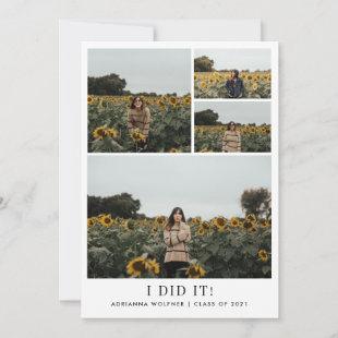 Minimalist Graduate Photo Collage | I Did It Thank You Card