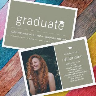 Minimalist Graduate Photo Simple Graduation Party Invitation