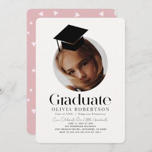Minimalist Graduation Cap Girl Photo Invitation