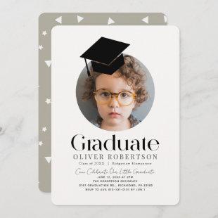 Minimalist Graduation Cap Kids Photo Invitation