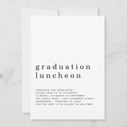 Minimalist Graduation Luncheon Invitation