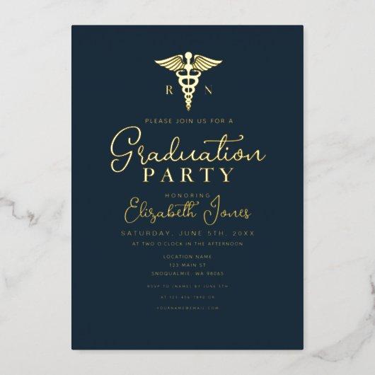 Minimalist Graduation Photo Foil Invitation