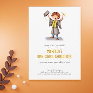 Minimalist Illustrate High School Graduation Party Invitation