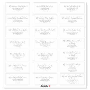 Minimalist Light Gray Wedding Guest Address Labels