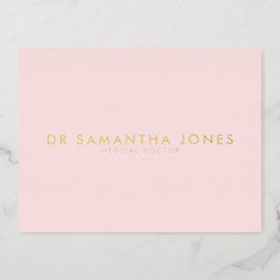 Minimalist Modern Doctor Professional Pink Foil Invitation Postcard
