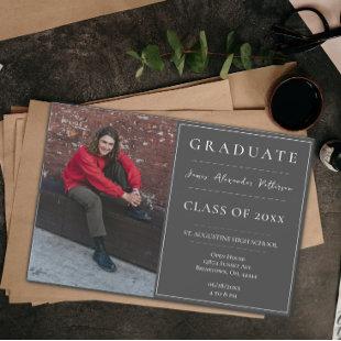 Minimalist Photo Graduation Open House | Gray Invitation