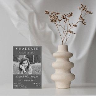 Minimalist Photo Graduation Open House | Gray Invitation