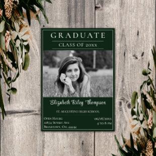 Minimalist Photo Graduation Open House | Green Invitation