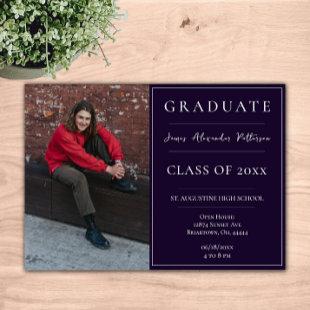 Minimalist Photo Graduation Open House | Purple Invitation