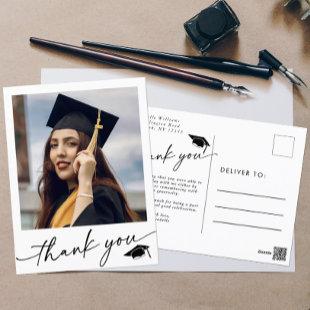 Minimalist Photo Graduation Thank You Postcard