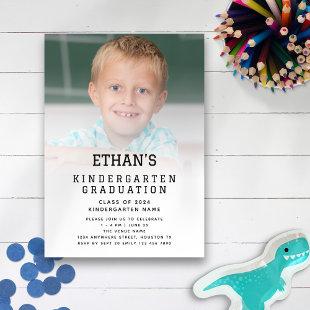 Minimalist Photo Overlay Kindergarten Graduation  Invitation