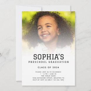 Minimalist Photo Overlay Preschool Graduation  Invitation