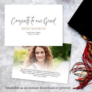 Minimalist Photo Overlay Script Graduation Announcement