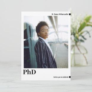 Minimalist Photo PhD Graduation  Invitation