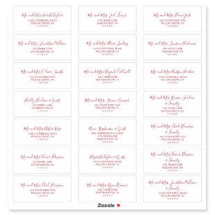 Minimalist Red Wedding Guest Address Labels