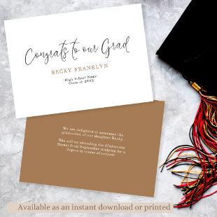 Minimalist Script Graduation Annnouncement Announcement