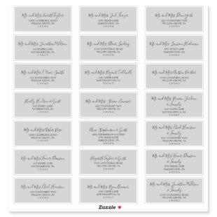 Minimalist Silver Gray Wedding Guest Address Label