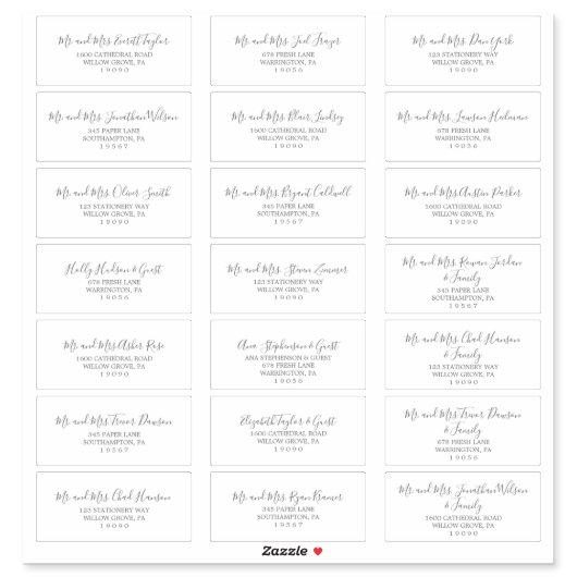 Minimalist Silver Wedding Guest Address Labels