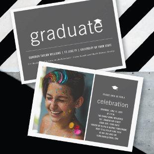 Minimalist Simple Graduate Photo Graduation Party Invitation