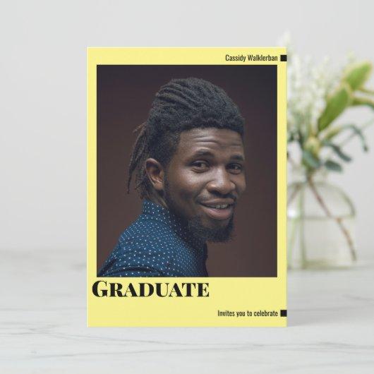 Minimalist Yellow Photo Graduation Invitation