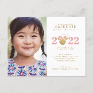 Minnie Mouse Gold and Pink Preschool Graduation Announcement Postcard