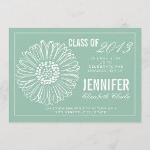 Mint Green Sun Flower Graduation Invitation