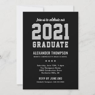 Modern 2021 Graduate Black Gray Graduation Party