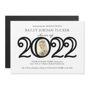 Modern 2022 Photo Black White Graduation Magnet