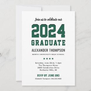 Modern 2024 Graduate Green Graduation Party Invitation