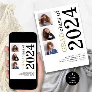 Modern 3 photo Bold 2024 Graduation Party Save The Date