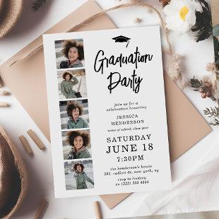 Modern 5 Photo Collage Graduation Party Invitation